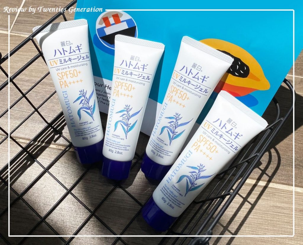 review hatomugi uv milky gel